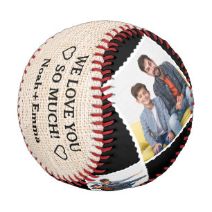 Best Dad In The World, Personalized 4 Photos Baseball
