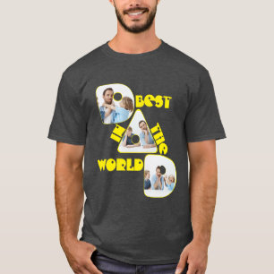 BEST DAD IN THE WORLD, photo collage, yellow font T-Shirt