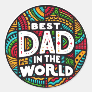 Best Dad In The World - Vibrant Rainbow Mosaic Classic Round Sticker