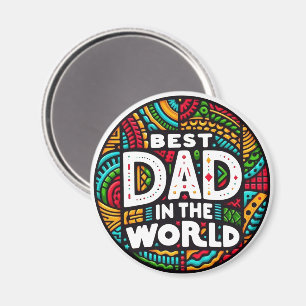 Best Dad In The World - Vibrant Rainbow Mosaic Magnet