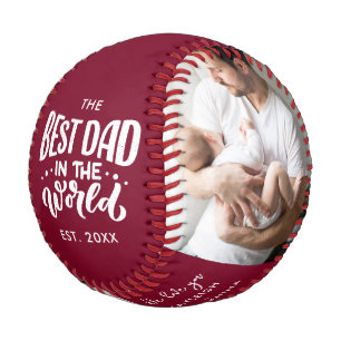 Best Dad in the World Year Photos Personalised Baseball