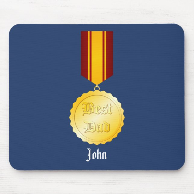Best Dad Medal Brooch Father’s Day Mouse Pad (Front)
