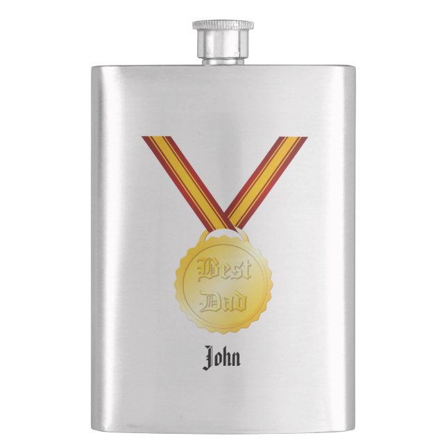 Best Dad Medal Father’s Day Hip Flask (Front)