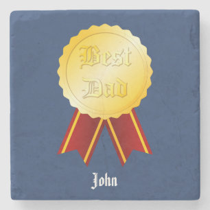 Best Dad Medal Ribbon Father’s Day Stone Coaster