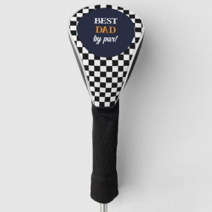 Best Dad Modern Black and White Check Golf Head Cover