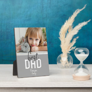 Best Dad Modern Grey Photo Father`s Day Plaque