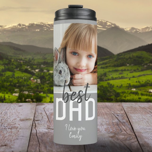 Best Dad Modern Grey Photo Father`s Day Thermal Tumbler (Creator Uploaded)