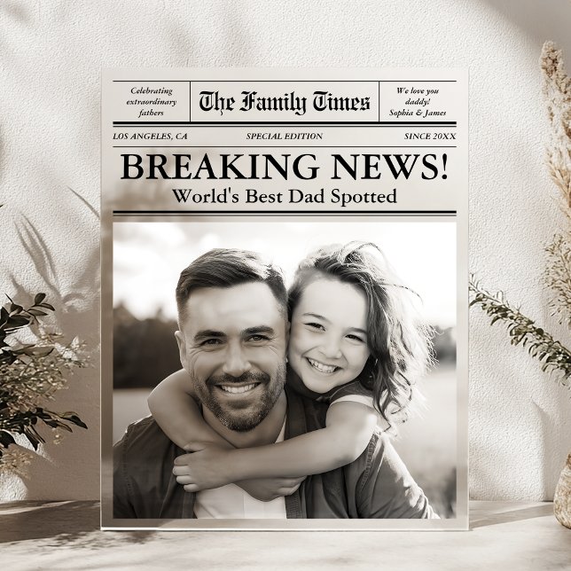 Best Dad Newspaper Custom Photo Acrylic Sign (Creator Uploaded)