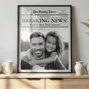 Best Dad Newspaper Custom Photo Poster