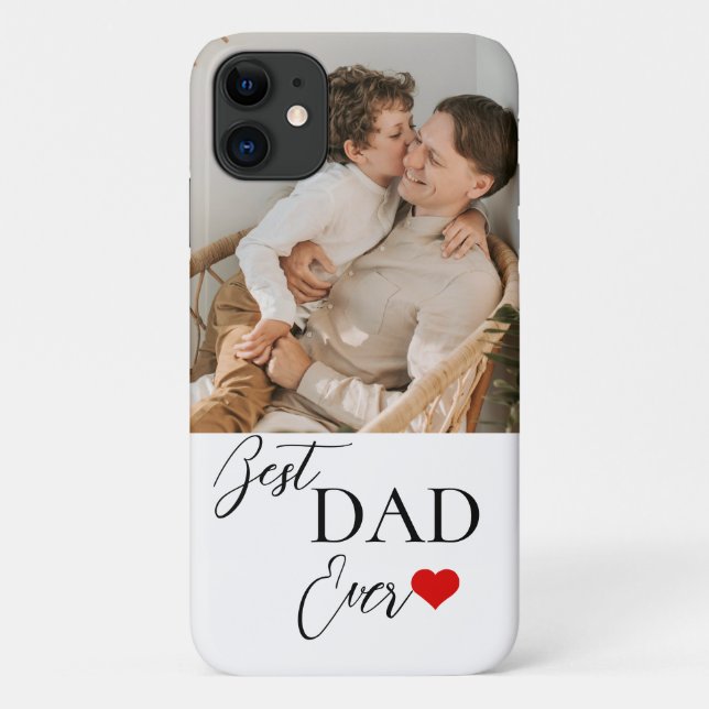 Best Dad | Papa Ever Lovely Gift with photo &heart Case-Mate iPhone Case (Back)