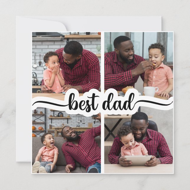Best Dad Personalised 4 Photo Collage Card (Front)