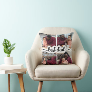 Best Dad Personalised 4 Photo Collage Cushion