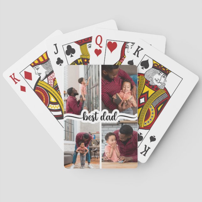 Best Dad Personalised 4 Photo Collage Playing Cards (Back)