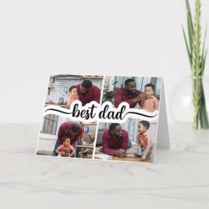 Best Dad Personalised 4 Photo Collage Thank You Card