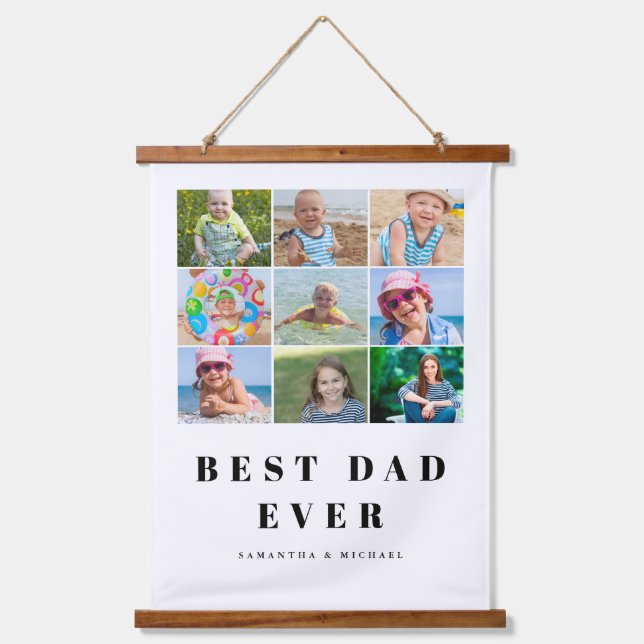 Best Dad Photo Collage Hanging Tapestry (Front)