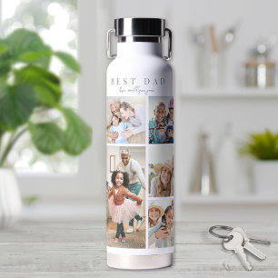 Best Dad Photo Collage Water Bottle
