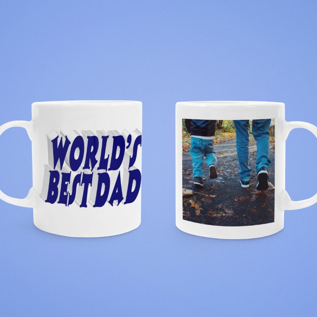 Best Dad photo dark blue 3d text Coffee Mug (Creator Uploaded)