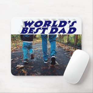 Best Dad photo dark blue 3d text Mouse Pad