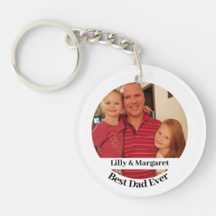 Best Dad Photo Round Keychain