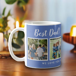 Best Dad! Photos Collage Message Blue Coffee Mug