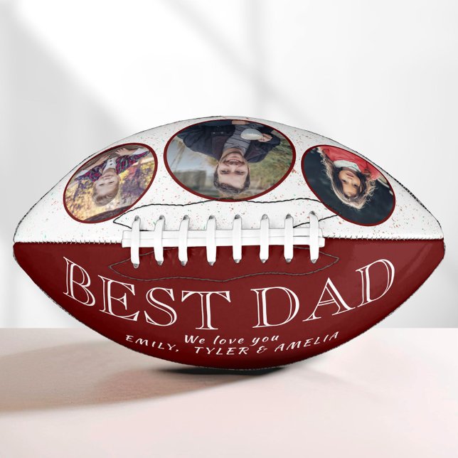 Best Dad Red Family 3 Photo Collage  Football (Creator Uploaded)