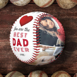 Best Dad Red Heart 4 Photo Collage Baseball