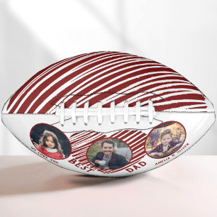 Best Dad Red Heart Father`s Day 3 Photo Collage Football