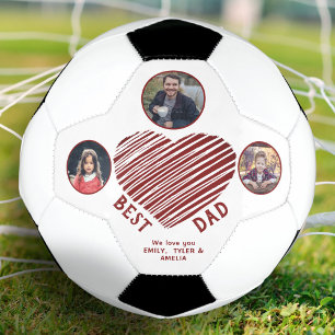 Best Dad Red Heart Father`s Day 3 Photos Soccer Ball