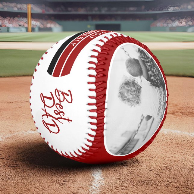 Best Dad Script Red Cute  Father`s Day Photo Baseball (Creator Uploaded)