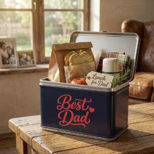 Best Dad Script Red Heart Classic Metal Lunchbox