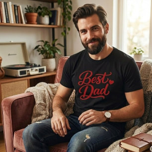 Best Dad Script Red Heart Minimalist Men's T-Shirt