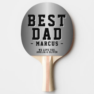 Best Dad Silver Metallic Father`s Day Ping Pong Paddle