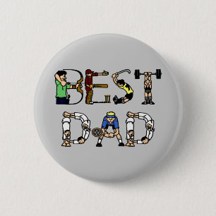 Best Dad Sports Fun Text 6 Cm Round Badge