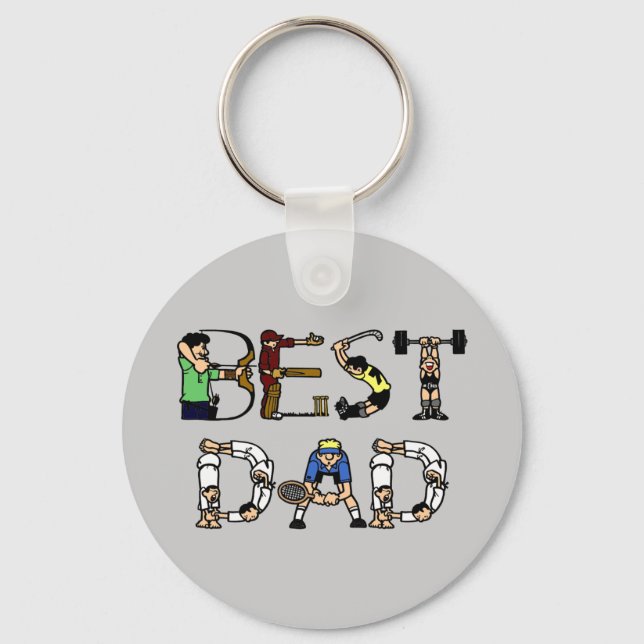 Best Dad Sports Fun Text Key Ring (Front)