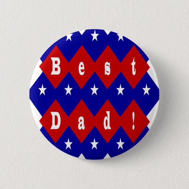 Best Dad Stars and Diamonds 6 Cm Round Badge (Front)