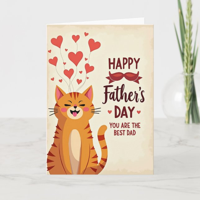 Best Dad Striped Cat Card (Front)