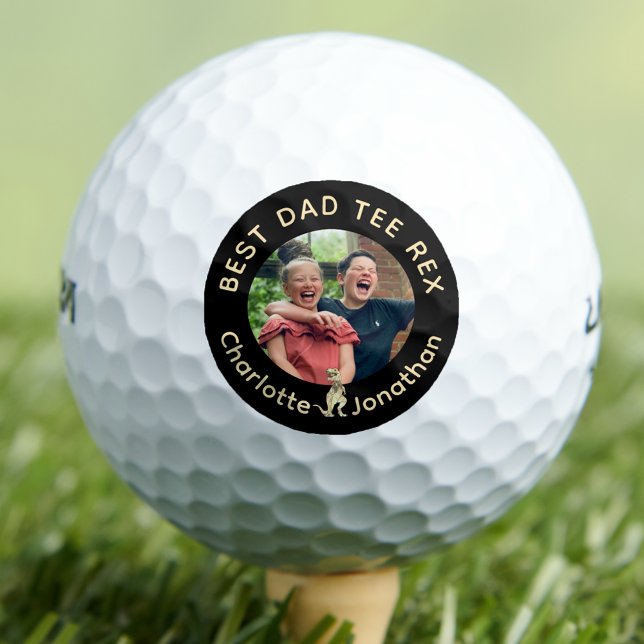Best Dad Tee Rex kids photo Golf Balls (Funny best dad tee Rex custom kids photo golf ball Funny dinosaur theme father golfing gift from kid)