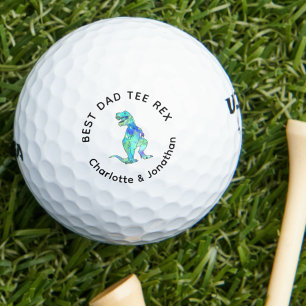 Best Dad Tee Rex personalised kids names Golf Balls