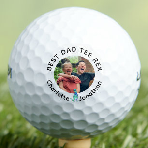 Best Dad Tee Rex personalized kids photo and names Golf Balls