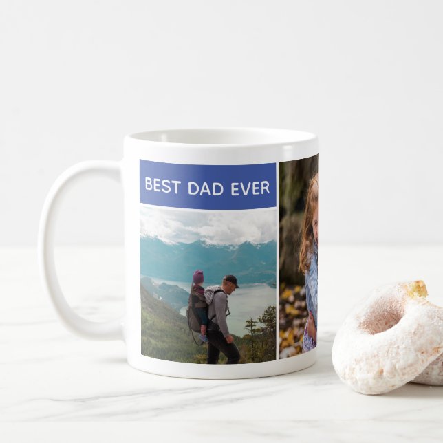 Best Dad, Three Photo Collage, Customised Coffee Mug (With Donut)