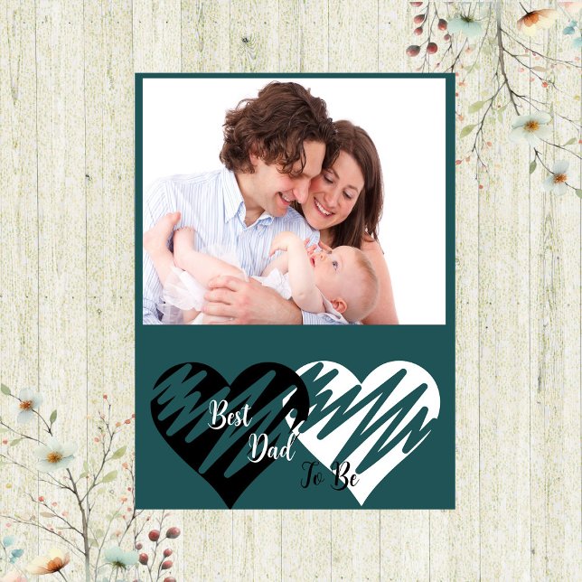 Best Dad To Be Fathers Day Hearts Family Photo Fun Holiday Card (Best Dad To Be Fathers Day Hearts Family Photo Fun Holiday Card)