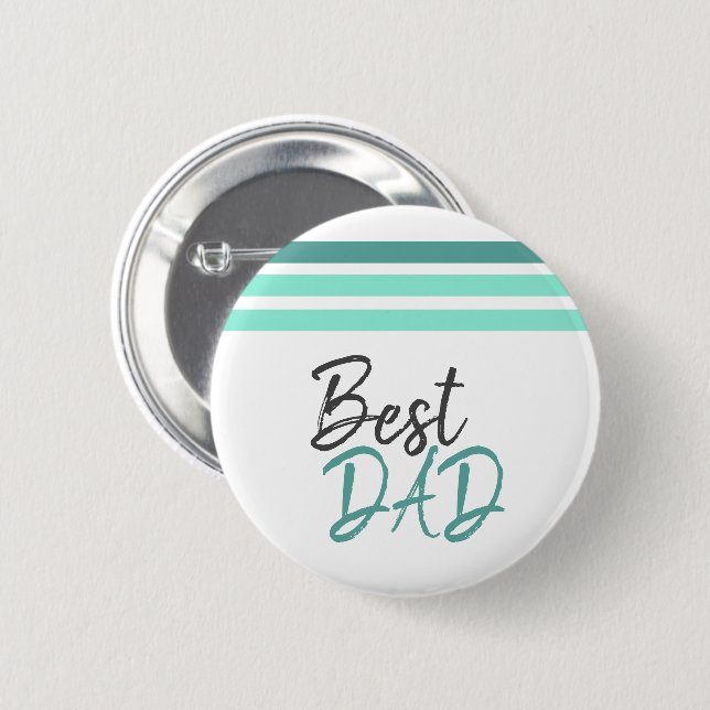 Best Dad Turquoise Modern Typography Father`s Day 6 Cm Round Badge (Front & Back)
