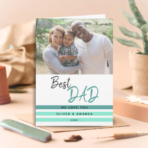 Best Dad Turquoise Script Father`s day Photo Card