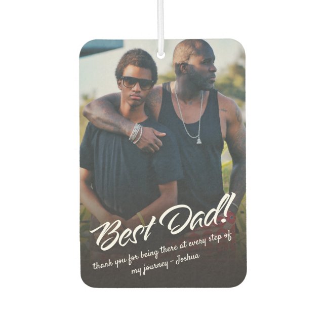 Best Dad Typography Custom Photo Car Air Freshener (Front)