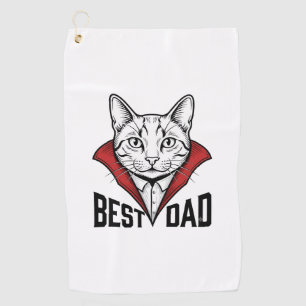 Best Dad Vampire Cat Vintage Engraving Design_1 Golf Towel