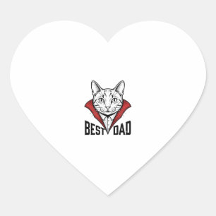 Best Dad Vampire Cat Vintage Engraving Design_1 Heart Sticker