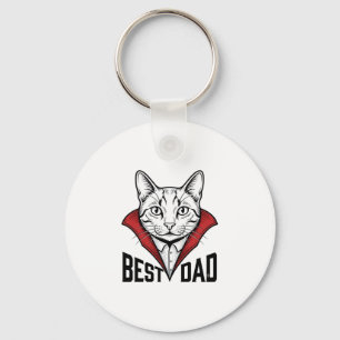 Best Dad Vampire Cat Vintage Engraving Design_1 Key Ring