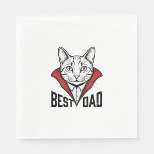 Best Dad Vampire Cat Vintage Engraving Design_1 Napkin