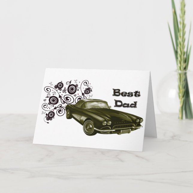 Best Dad Vintage Classic Car Art Gifts Card (Front)
