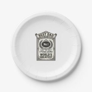 Best Dad Vintage Engraving Father’s Day Paper Plate